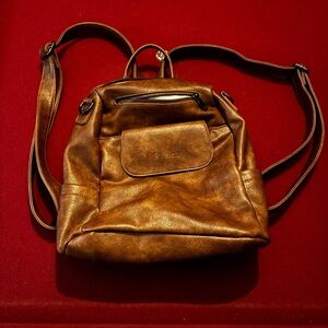 Brown Vegan Leather Backpack